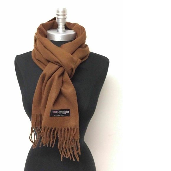 Men's New Coffee Brown Scotland CASHMERE SCARF - Picture 2 of 3
